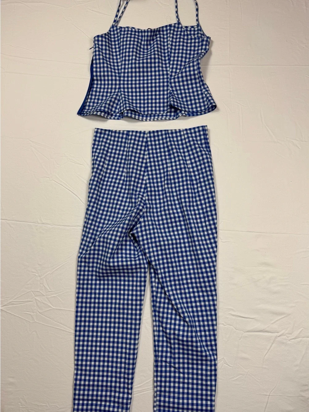 Blue & White Gingham Two-Piece Picnic  Summer Barbie Retro Matching Set Medium